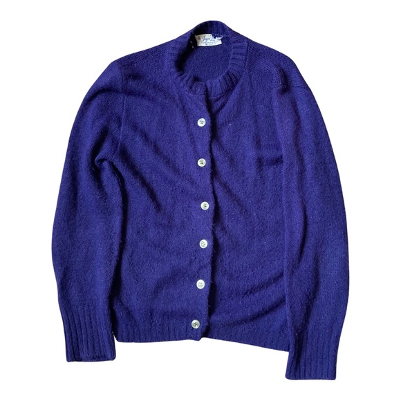 Vintage navy blue 70’s sweater womens M/L fit Orlon acrylic - Picture 1 of 4